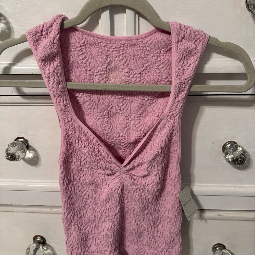 Pink Free People Love Letter Sweetheart Top